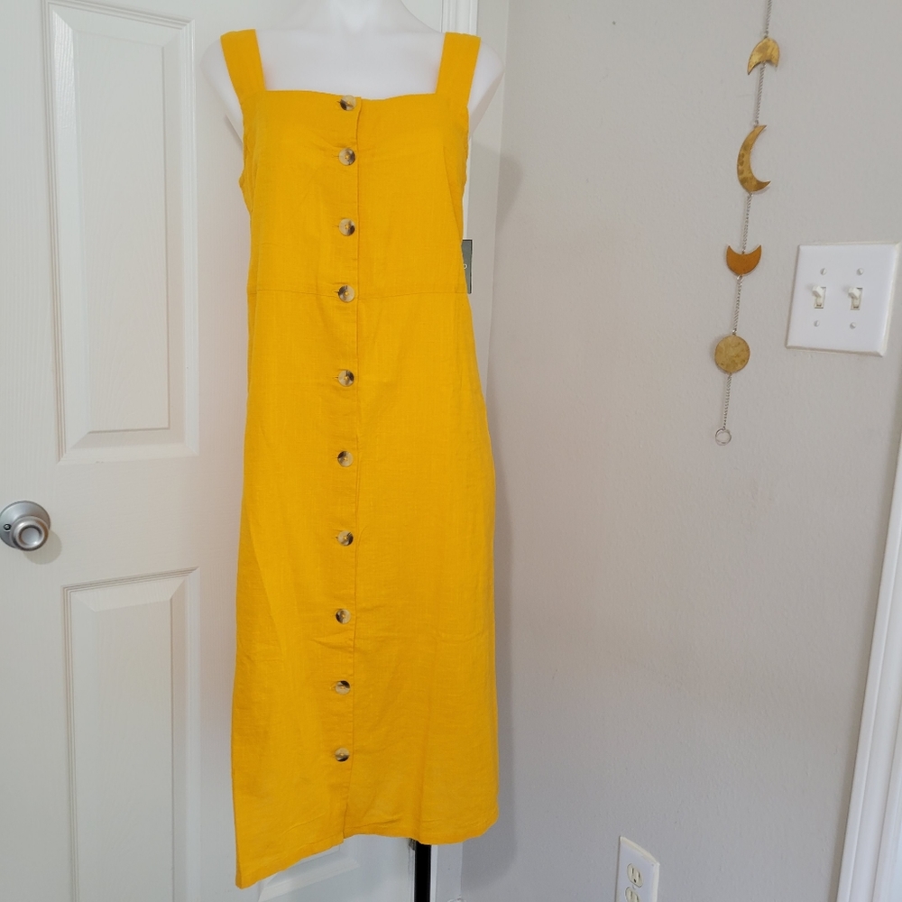 Millenium Golden Cotton Button Down Dress S NWT